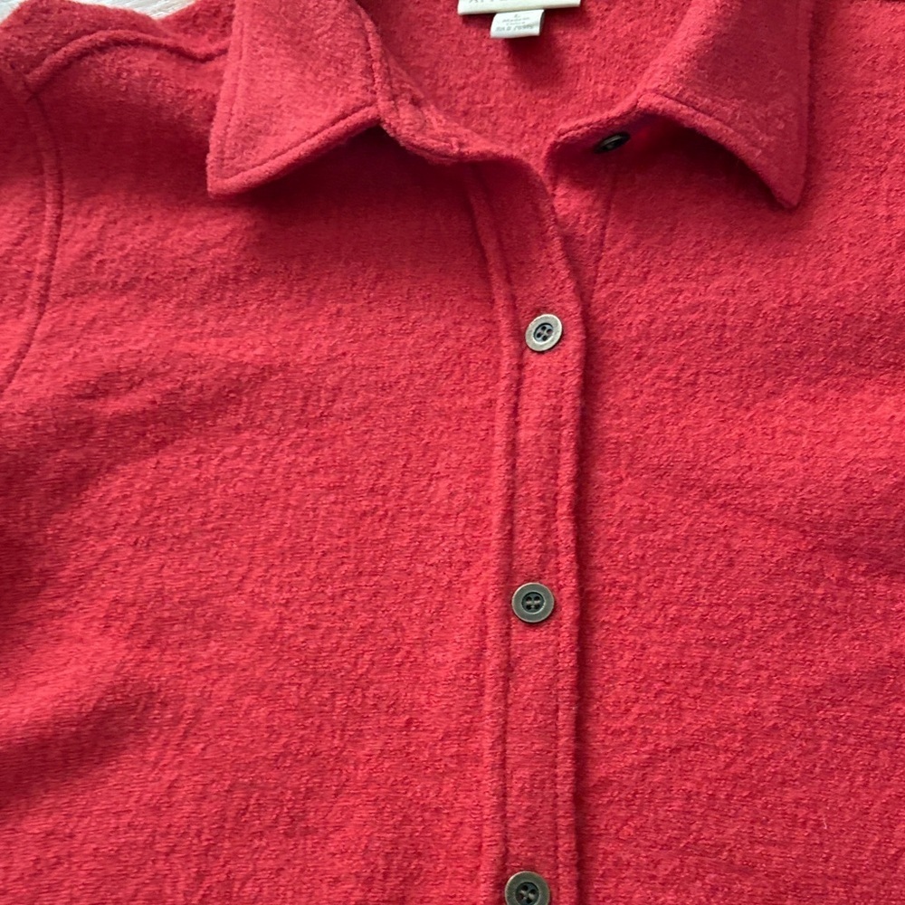 Appleseed's Classic Red Button-Down Wool Shirt Jacket - Picture 3 of 10